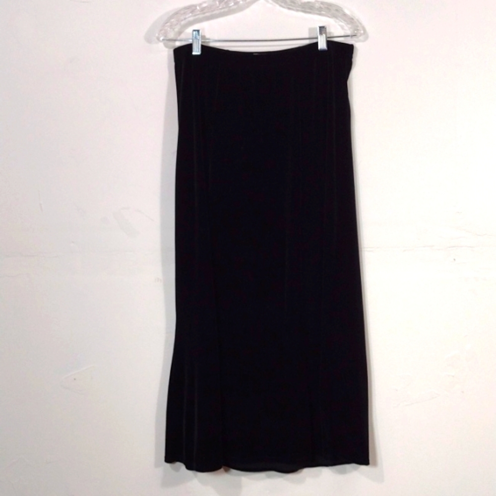 Notations Black Velour Stretch Maxi Skirt Women's Petite Large